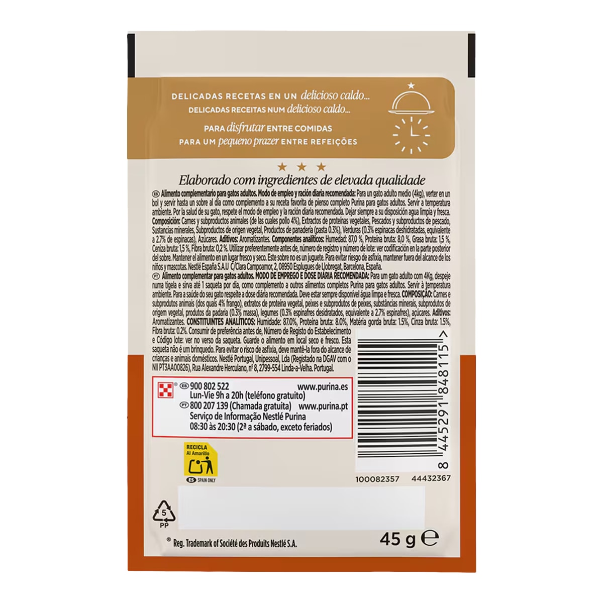 Imagen 2 de Comida húmeda para gatos adultos Gourmet Royale pollo con guarnición de perlas de pasta y espinacas 45g
