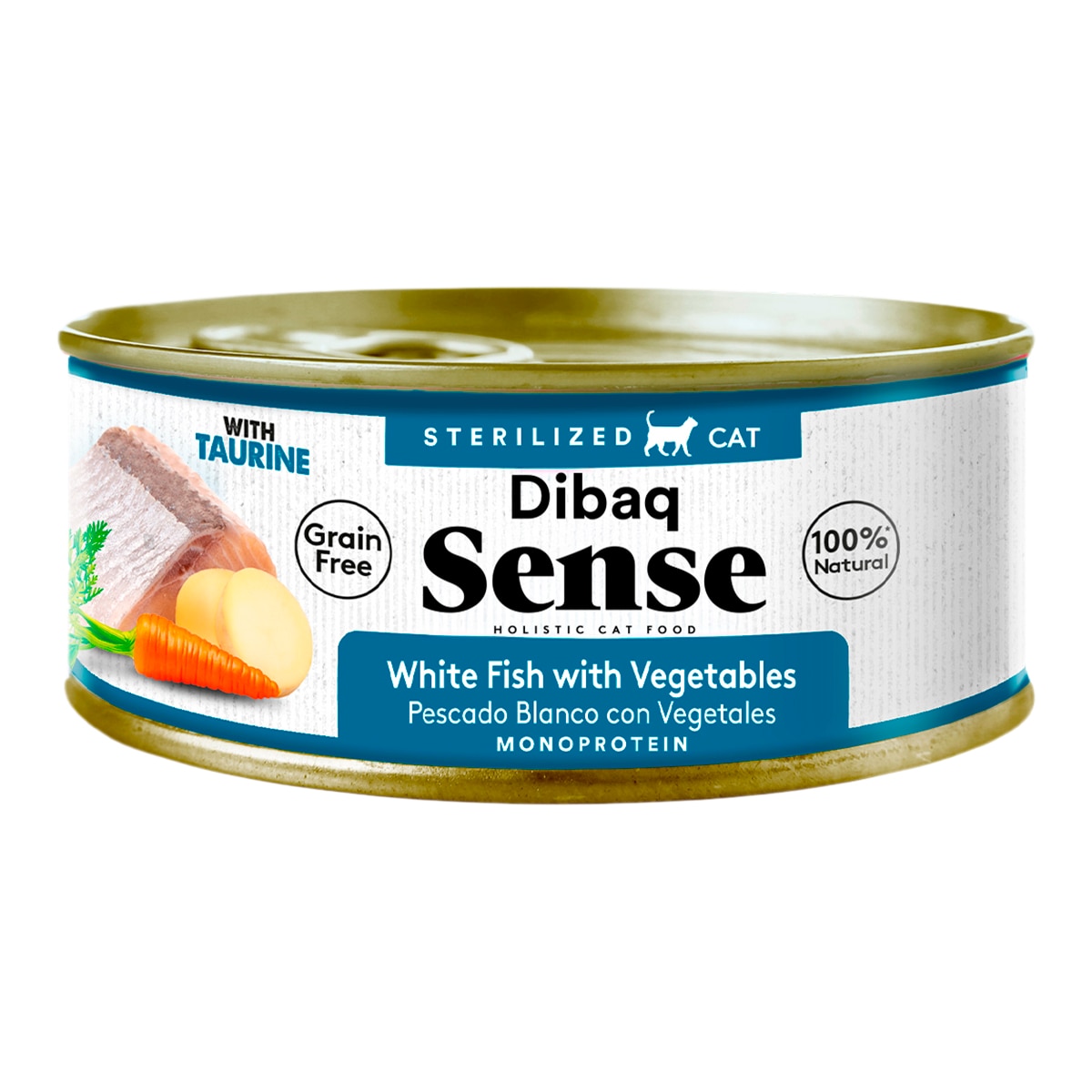 Imagen 0 de Comida húmeda para gatos adultos esterilizados Dibaq Sense pescado blanco con Vegetales 70 g