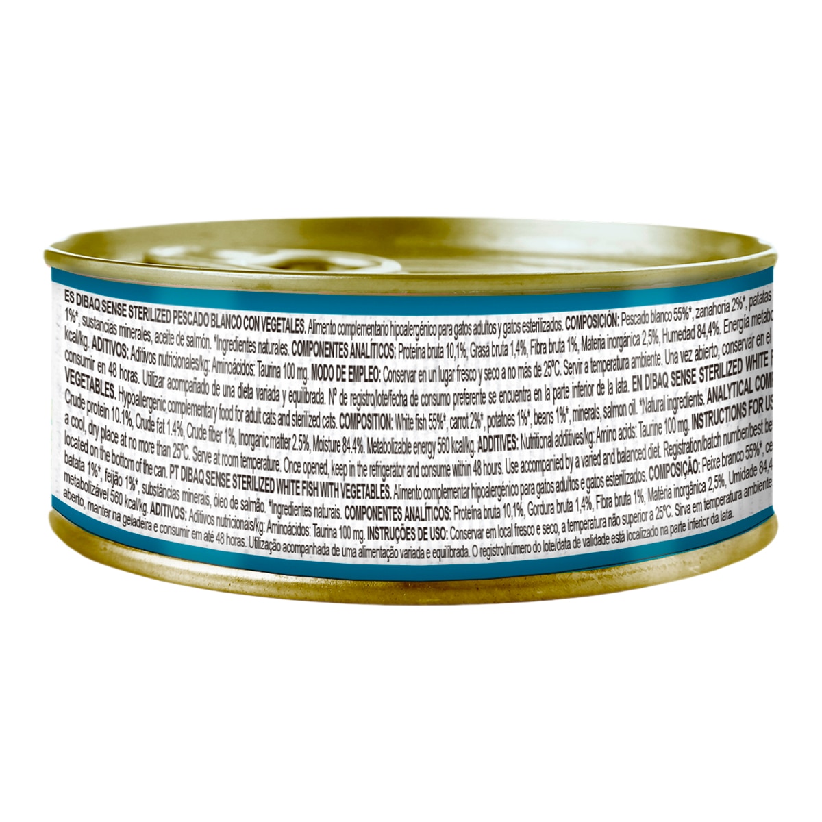Comida húmeda para gatos adultos esterilizados Dibaq Sense pescado blanco con Vegetales 70 g 2