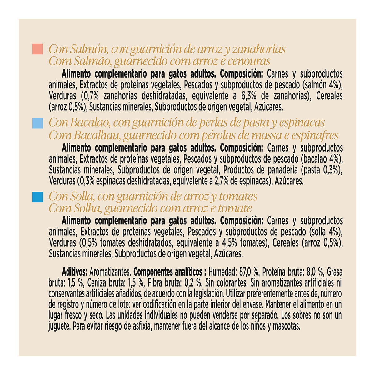 Comida húmeda para gatos adultos Gourmet Royale salmón, bacalao y solla 6 x 45g 4