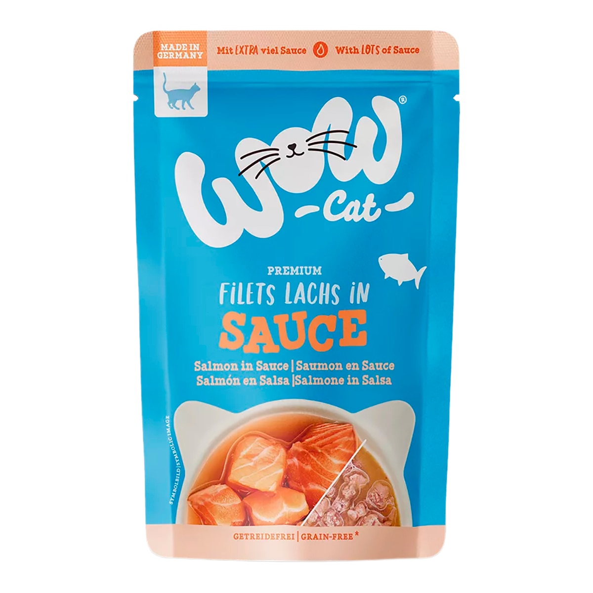 Imagen 0 de Comida húmeda para gatos adultos Wow filetes de salmón en salsa 85 g