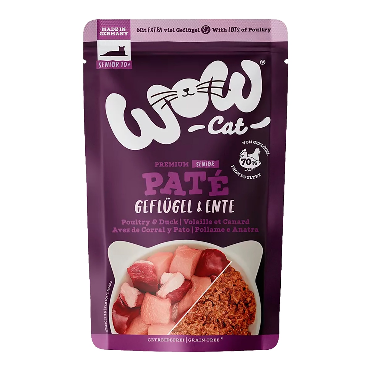 Imagen 0 de Comida húmeda para gatos sénior Wow aves de corral paté 125 g