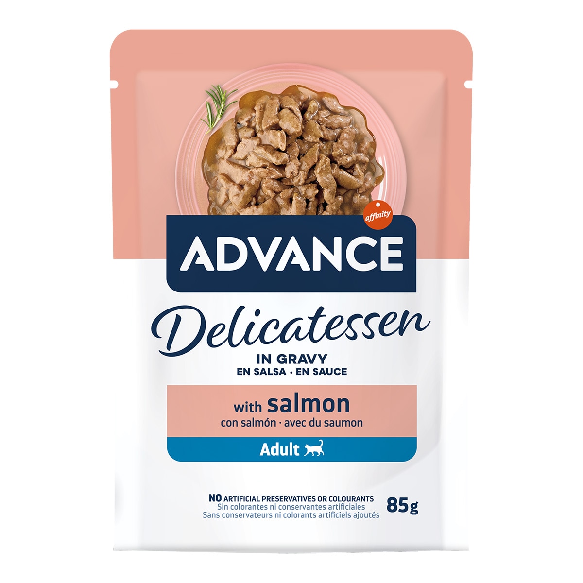 Imagen 0 de Comida húmeda para gatos adultos Delicatessen sabor salmón en salsa Advance 85 g