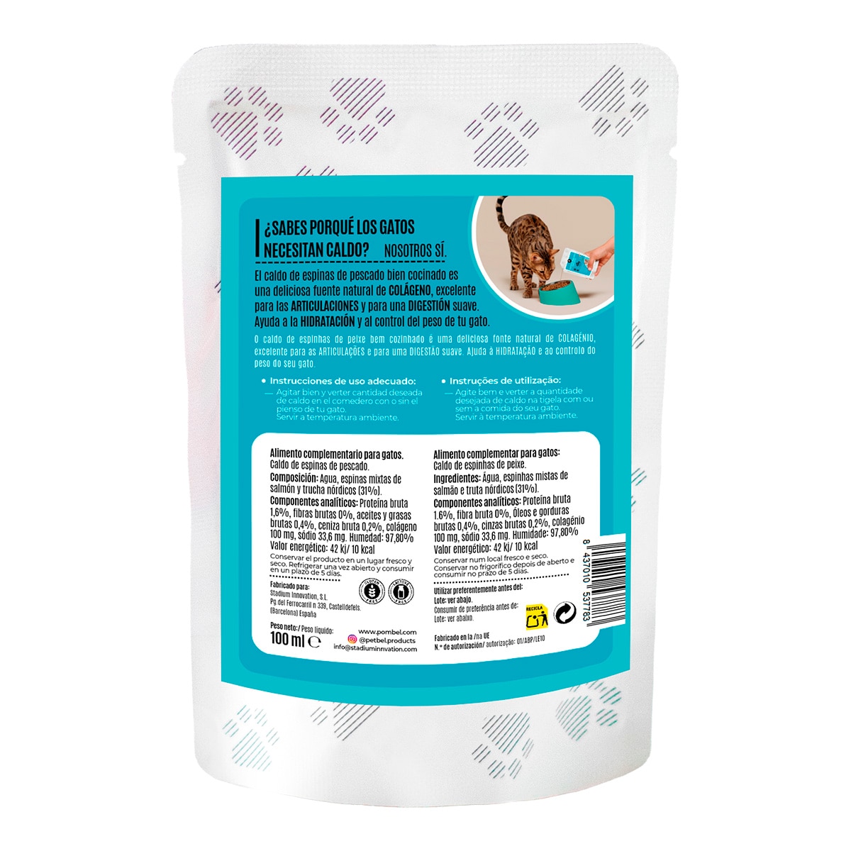 Imagen 2 de Caldo de espinas de pescado para gatos Pet´Bel 100 ml