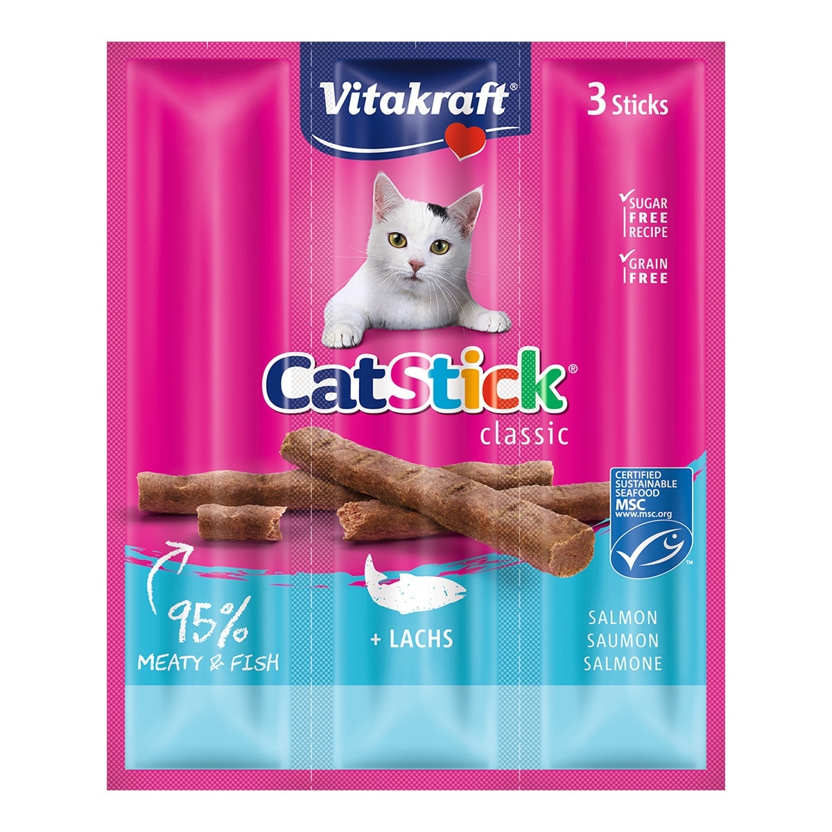 Vitakraft - Snack para gatos Vitakraft Catsticks Classic salmón.