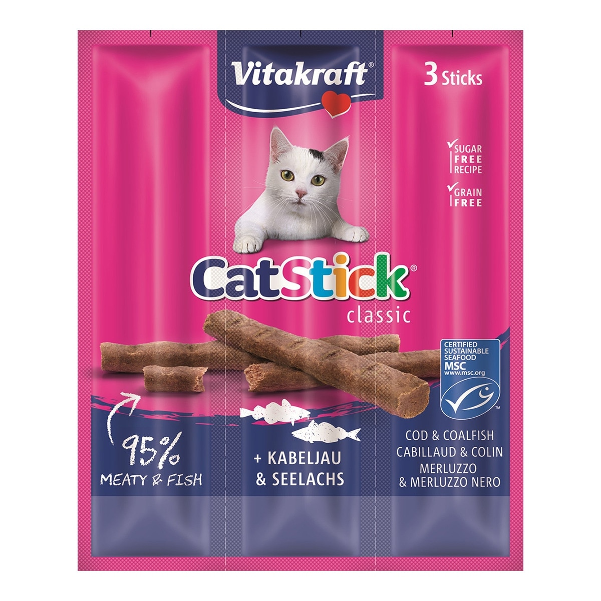 Imagen 0 de Snack para gatos Vitakraft Cat Stick Classic bacalao y atún