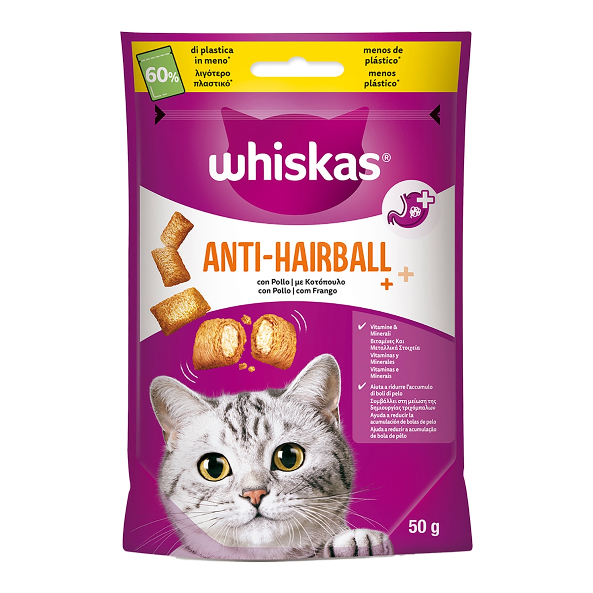 Imagen 0 de Snack para gatos Whiskas Anti-Hairball 50 g