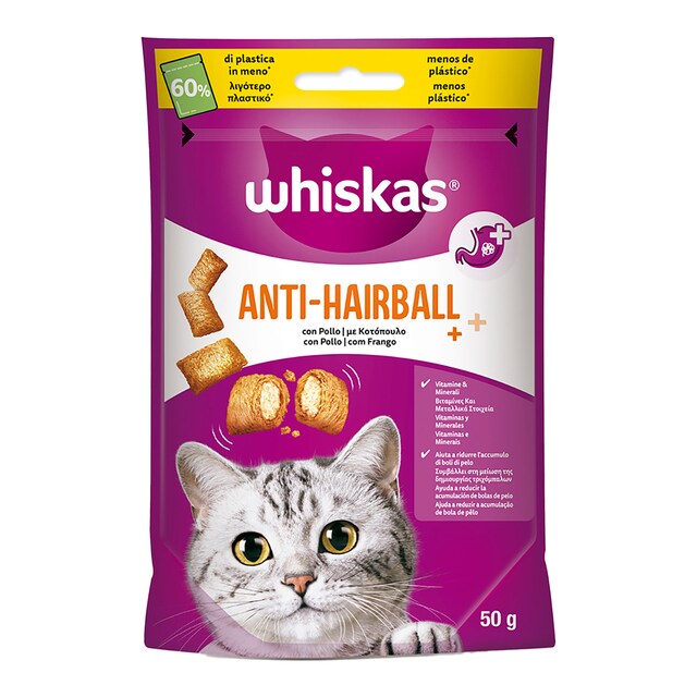 Snack para gatos Whiskas Anti-Hairball 50 g