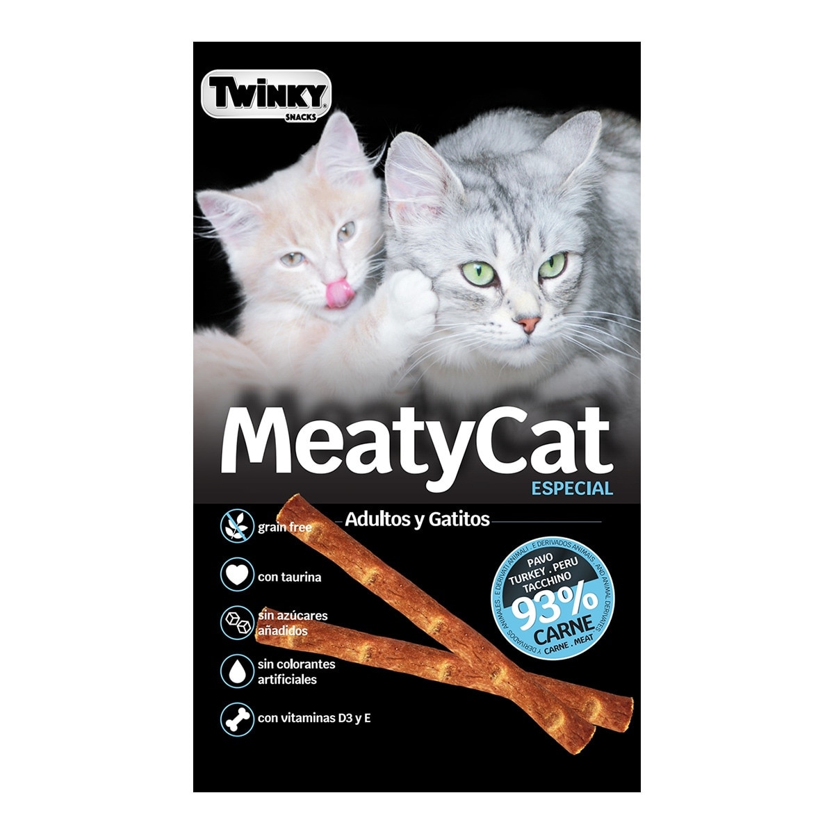 Twinky - Snack para gatos adultos y gatitos Twinky MeatyCat carne 9 g