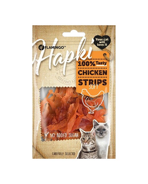Flamingo - Snack para gatos Flamingo Hapki tiras suaves de pollo 85 g