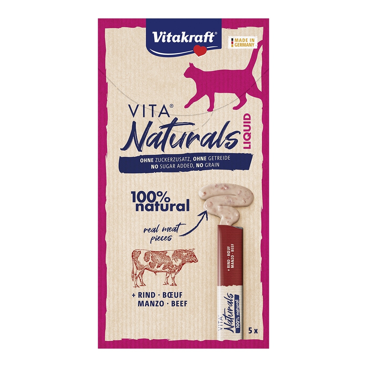 Imagen 0 de Snack para gatos adultos Vitakraft Vita Naturals Liquid ternera 5 x 15g