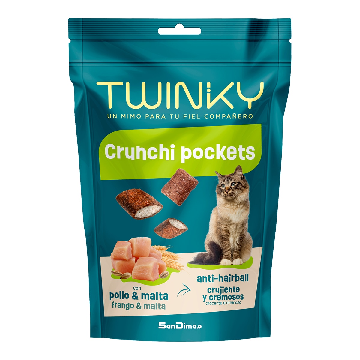 Imagen 0 de Snack para gatos Twinky Crunchi Pockets pollo y malta 60 g