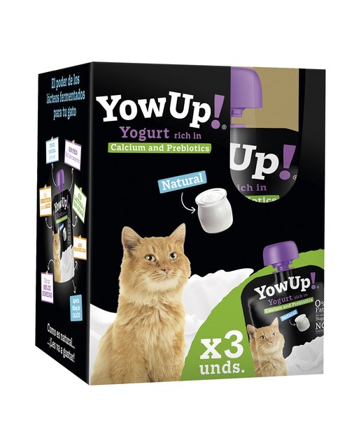 Yow Up - Yogur natural sin lactosa para gatos adultos Yow Up 3 x 85 g