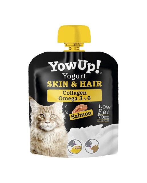 Yow Up - Yogur sin lactosa para gatos adultos Yow Up piel y pelo salmón 85 g