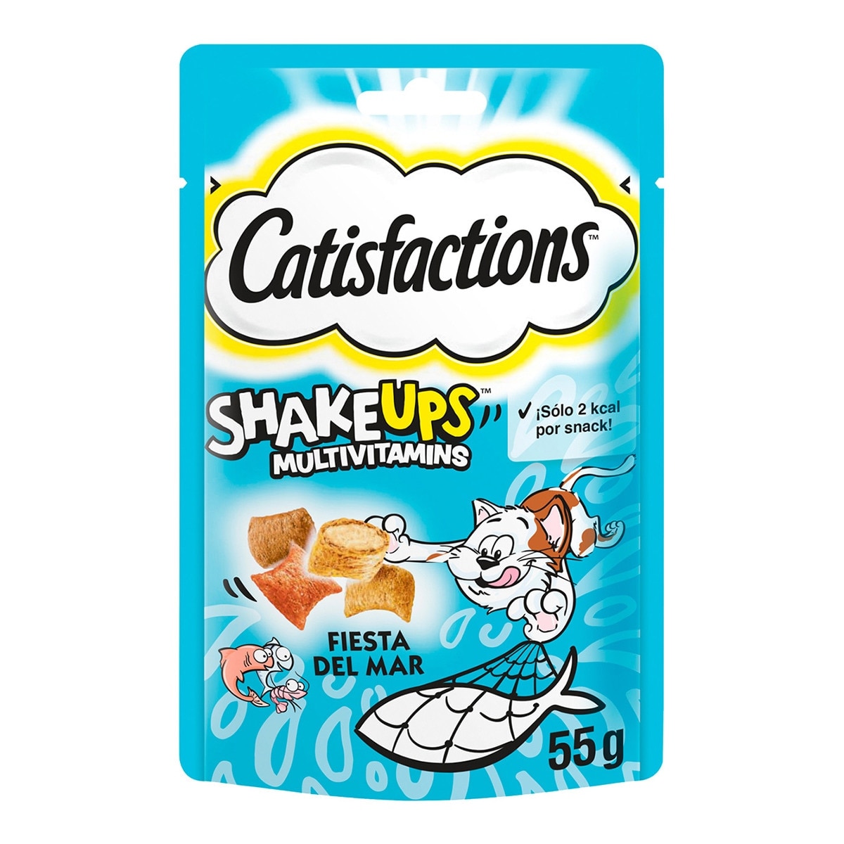Catisfactions - Snack para gatos adultos Catisfactions Shake Ups multivitaminas fiesta del mar 55 g.