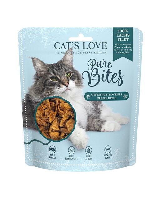 Cat's Love - Snack para gatos Cat's Love Pure Bites filetes liofilizado salmón grain free 50 g