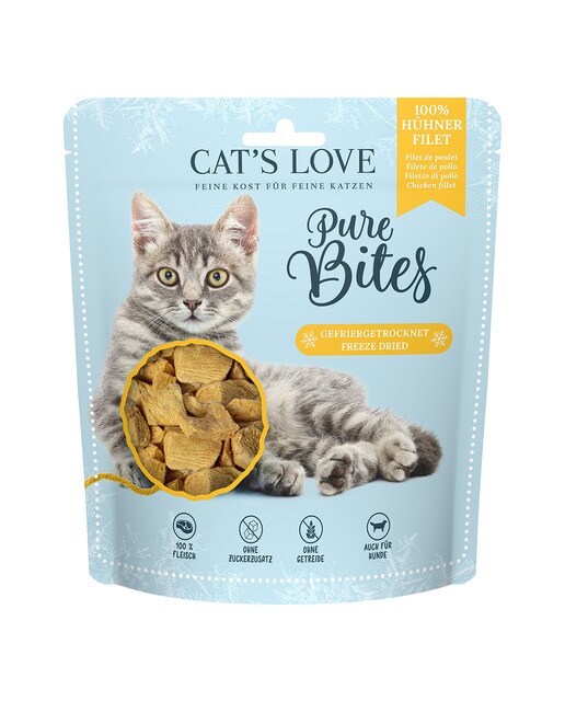 Cat's Love - Snack para gatos Cat's Love Pure Bites filetes liofilizado pollo grain free 40 g