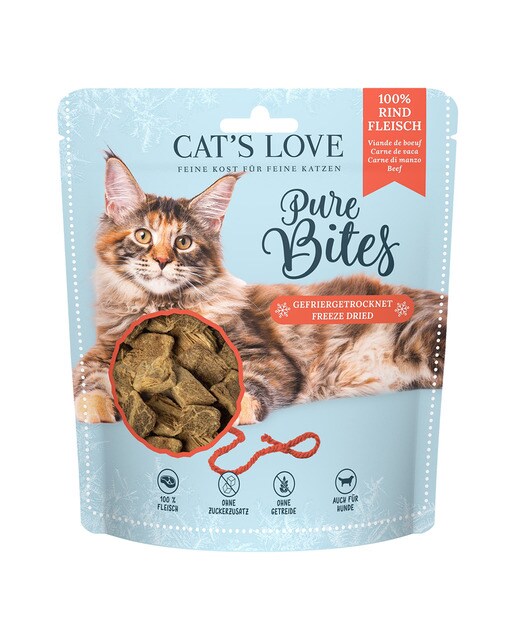 Cat's Love - Snack para gatos Cat's Love Pure Bites liofilizado ternera grain free 40 g