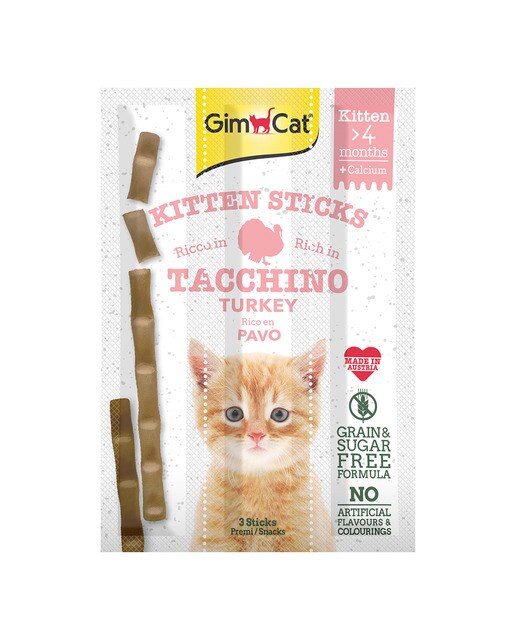GimCat - Snacks para gatitos Gimcat pavo 3 sticks