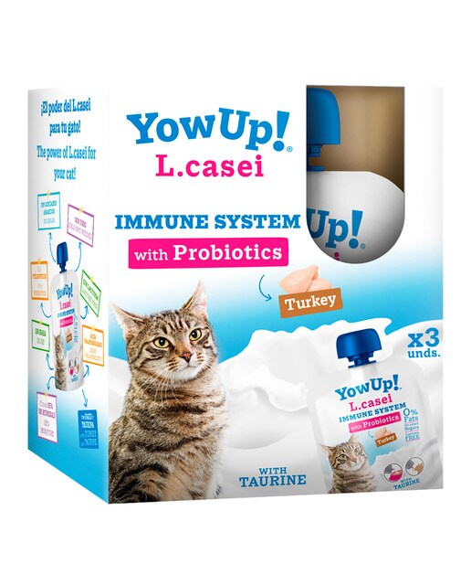 Yow Up - Yogur sin lactosa para gatos Yow Up yogur L. Casei sistema inmune con probióticos pavo 3 x 85 g