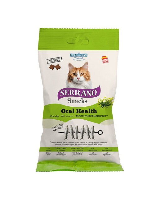 Snack funcional para gatos adultos Mediterranean Natural Serrano Oral health sardina 50 g