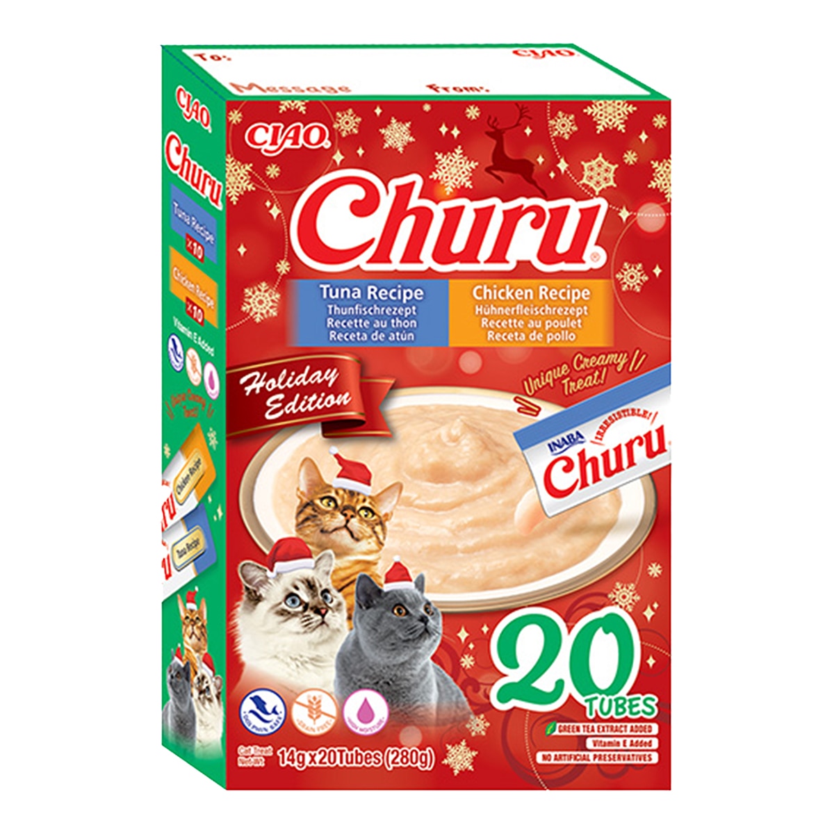 Imagen 1 de Snack para gatos adultos y sénior Churu Holiday Box atún y pollo 20 x 14 g