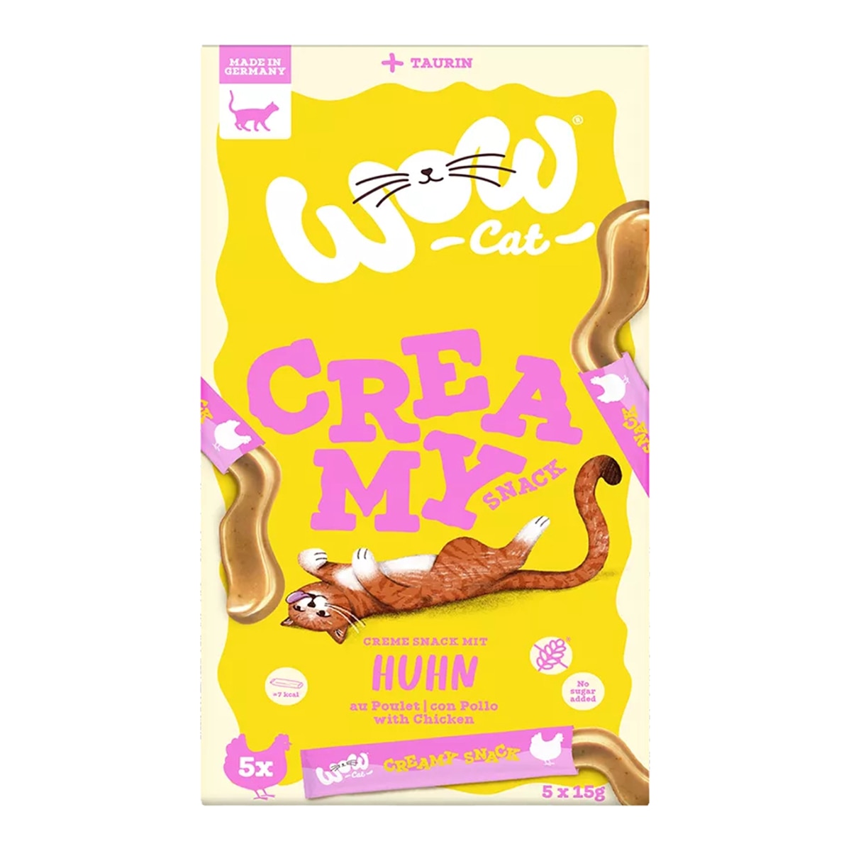 Wow – Snack para gatos adultos Wow creamy pollo 5 x 15 g. Talla 5 uds