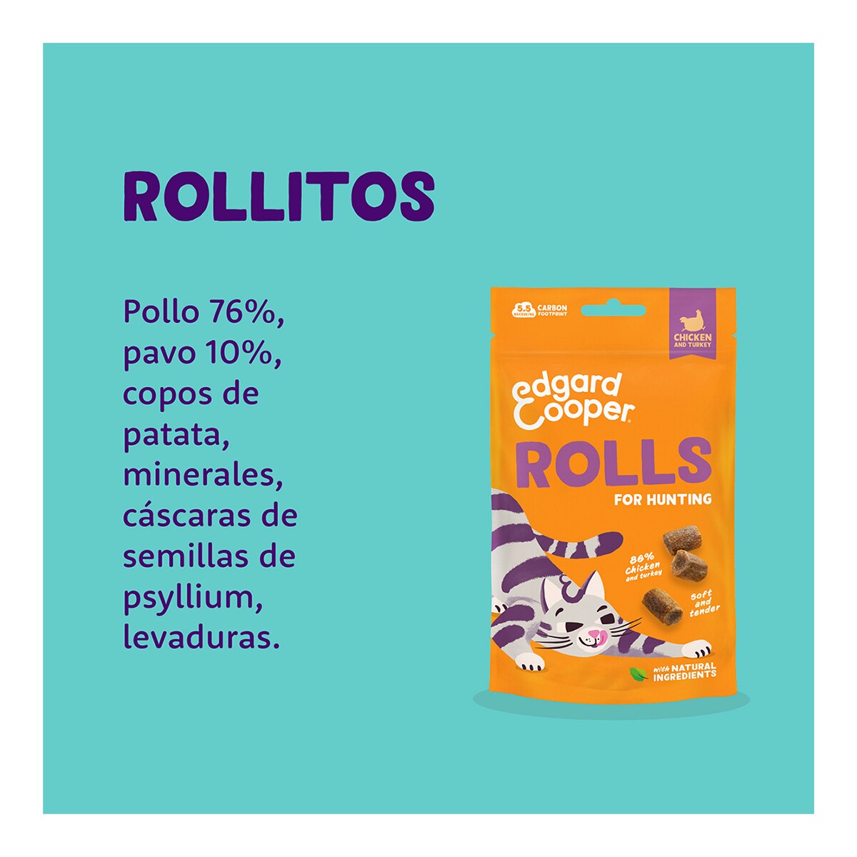Snacks para gatos adultos Edgard & Cooper pollo y pavo sin cereales 45 g 4
