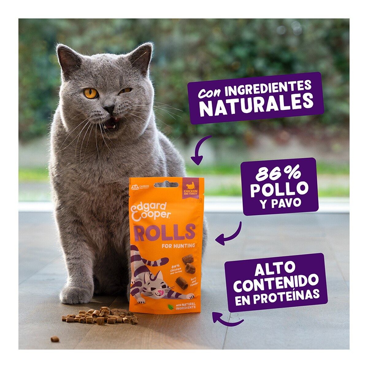 Snacks para gatos adultos Edgard & Cooper pollo y pavo sin cereales 45 g 5