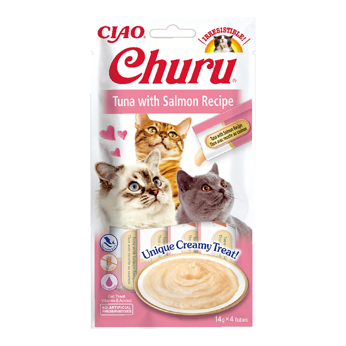 Churu – Snack para gatos adultos Churu atún y salmón 4 x 14 g.