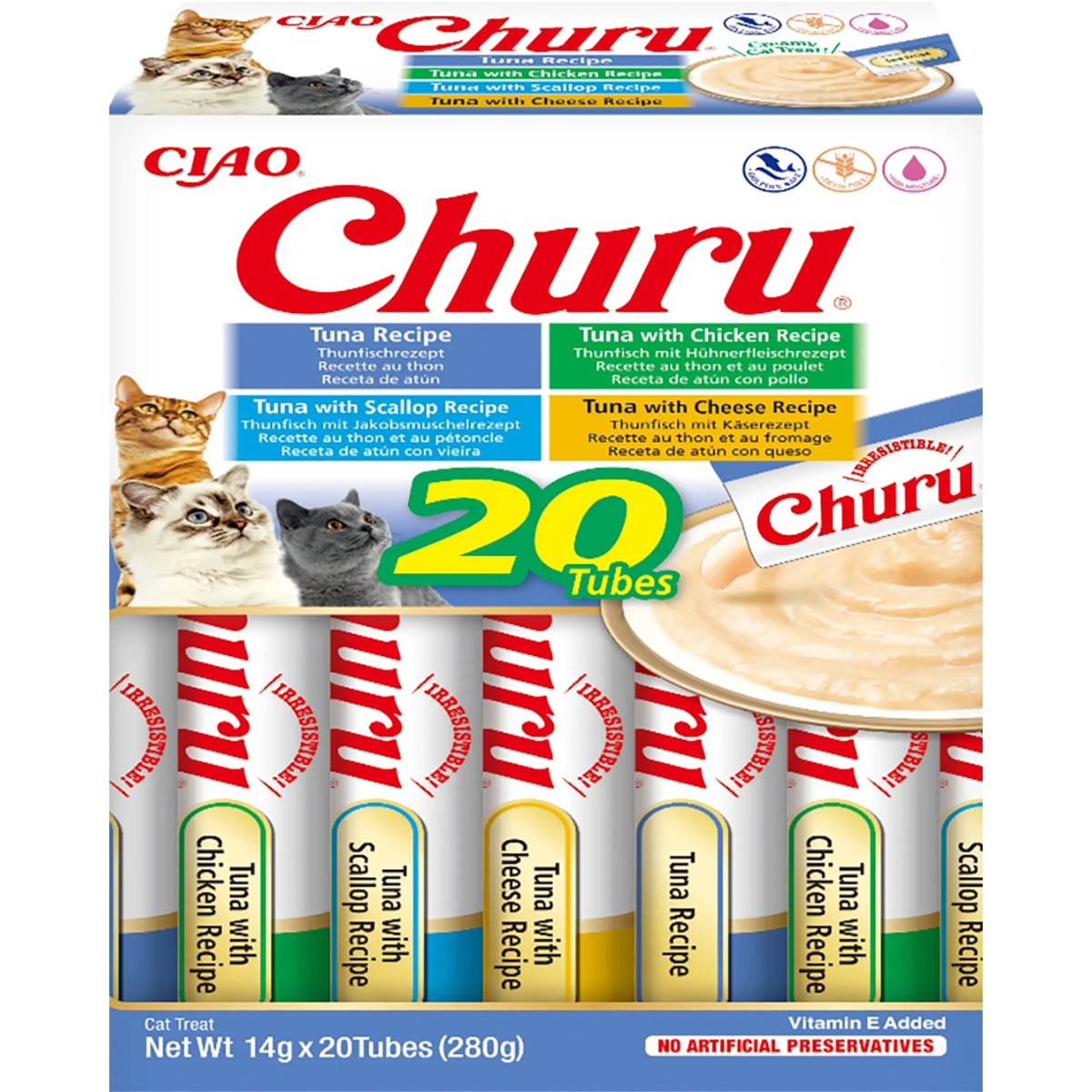 Imagen 0 de Snack para gatos adultos Churu variedades de atún 20 x 14 g