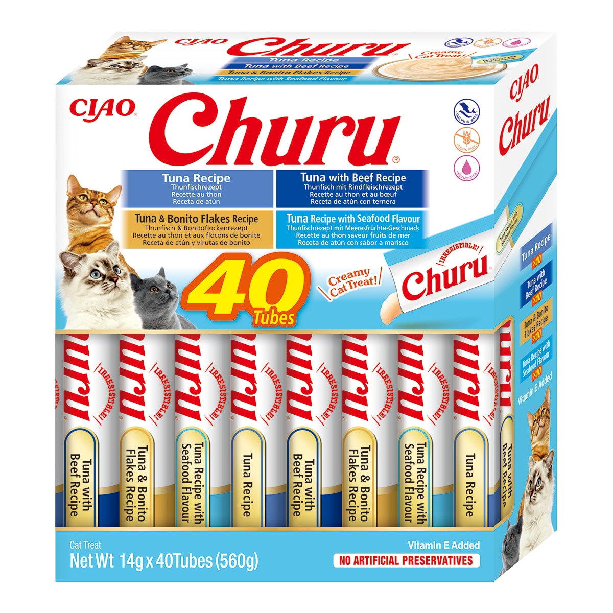 Imagen 0 de Snack para gatos adultos Churu variedades atún 40 x 14 g