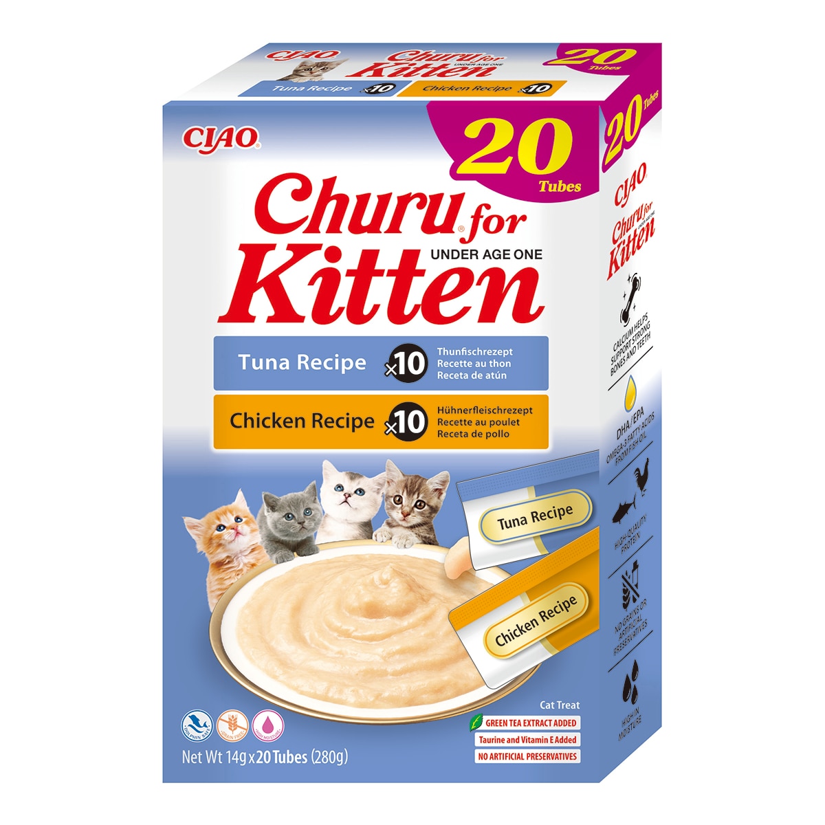 Imagen 0 de Snack para gatitos Churu pollo y atún 20 x 14 g