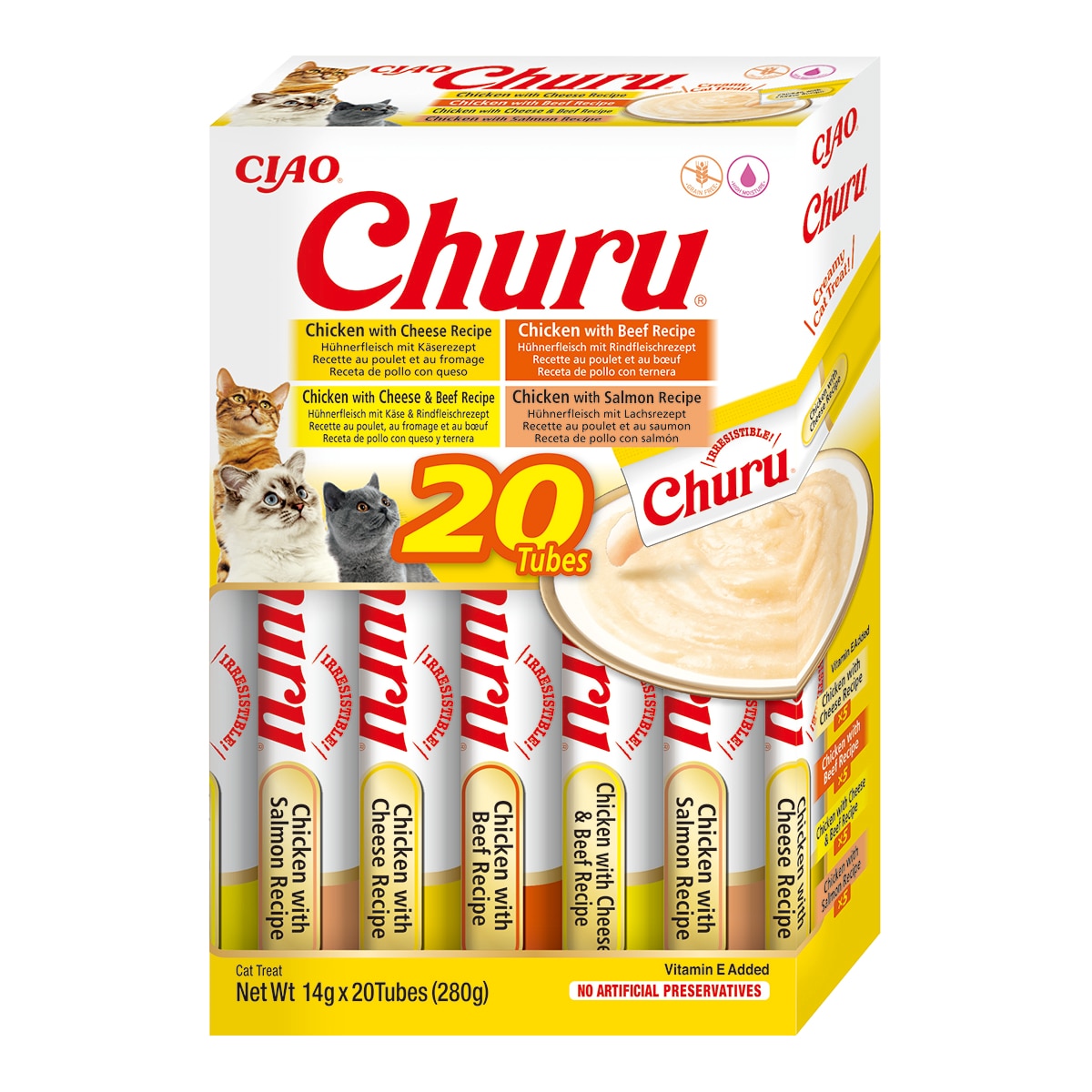 Snack para gatos adultos Churu variedades de pollo y ternera 20 x 14 g 1