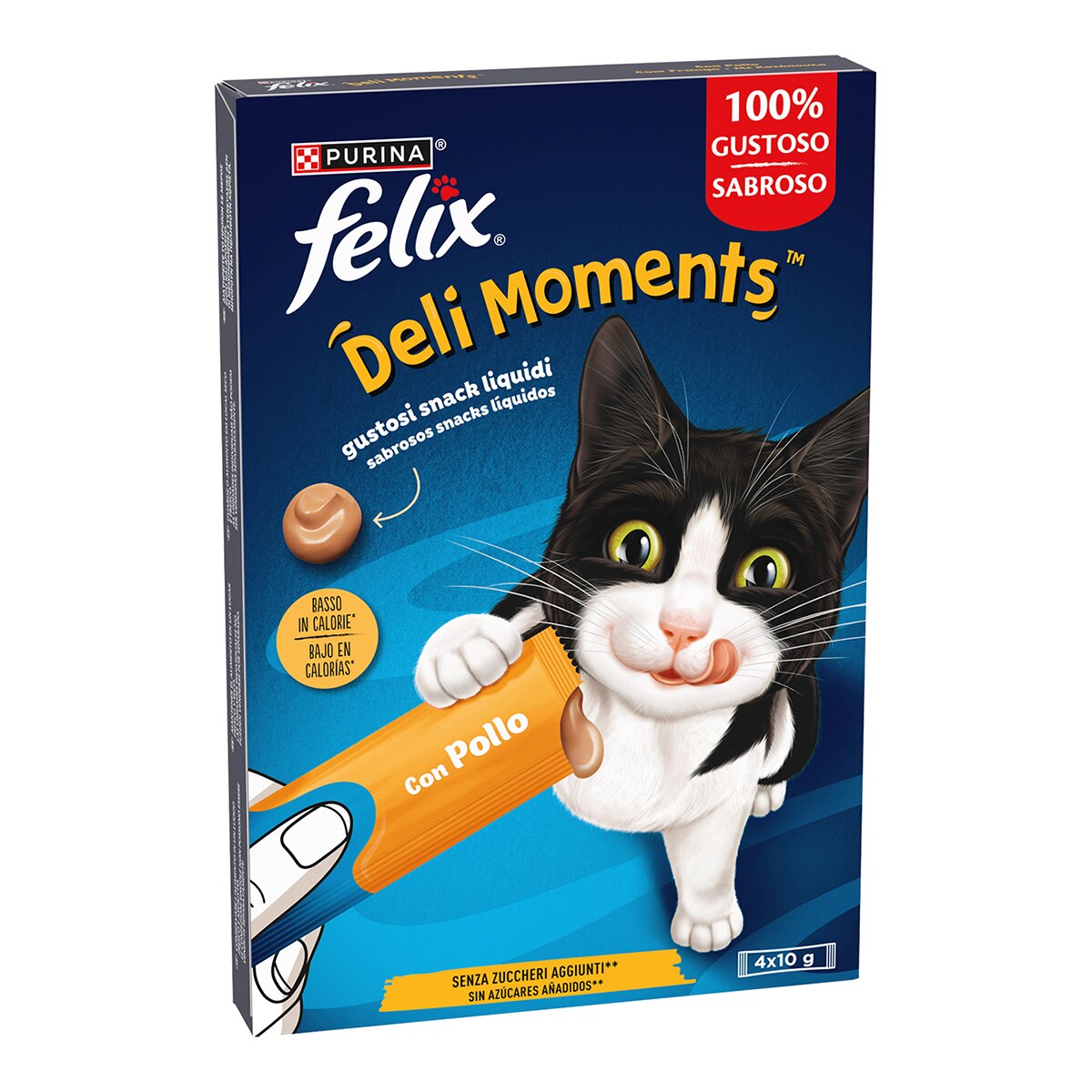 Felix - Snack líquido para gatos adultos y sénior Felix Delimoments pollo 4 x 10 g
