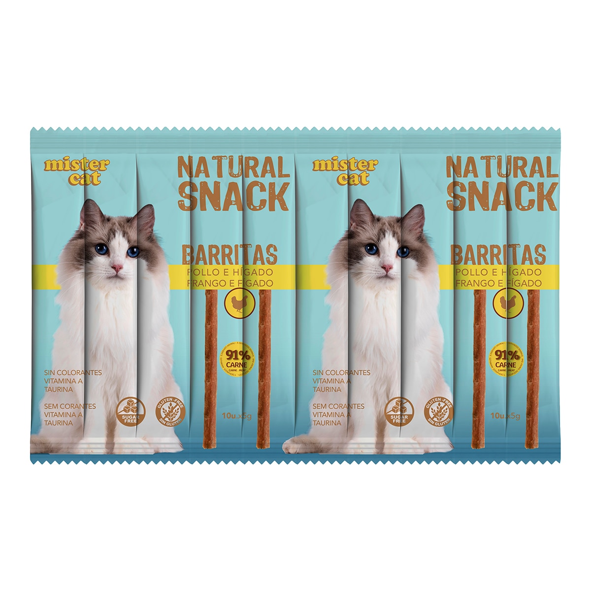Imagen 0 de Snack para gatos Mister Cat pollo e hígado 10 x 5 g
