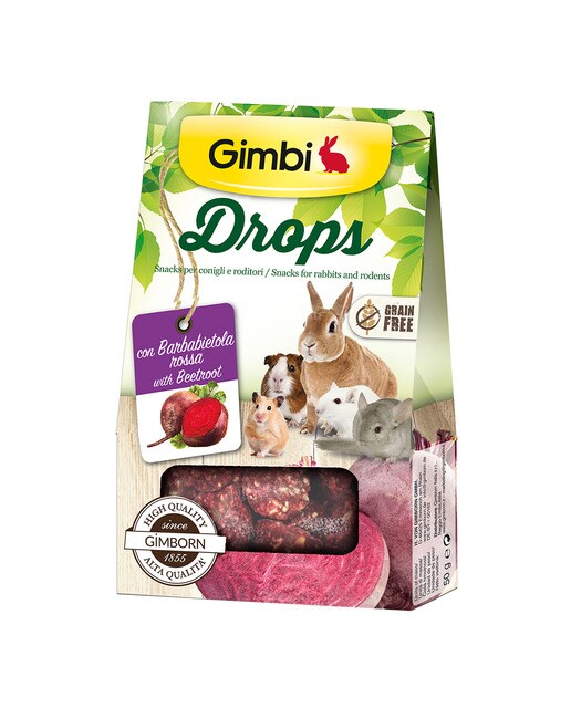 Gimbi - Snack para conejos y roedores Gimbi Drops con remolacha 50 g