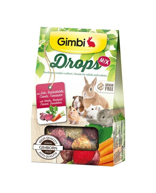 Gimbi - Snack para conejos y roedores Gimbi Drops Mix 50 g