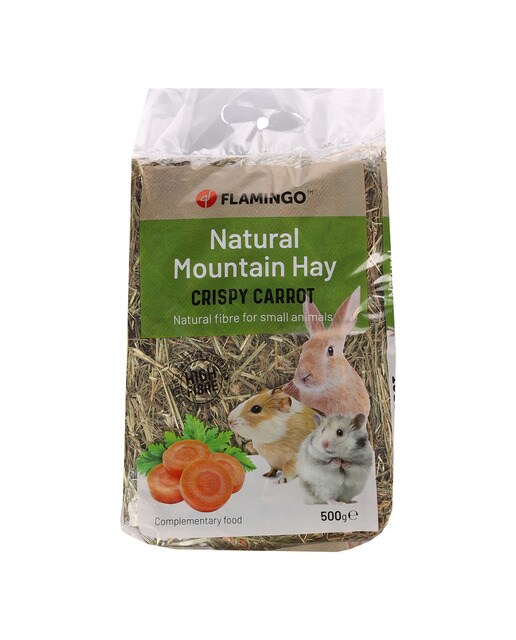Flamingo - Heno de montaña con zanahoria para conejos y roedores Flamingo 500 g