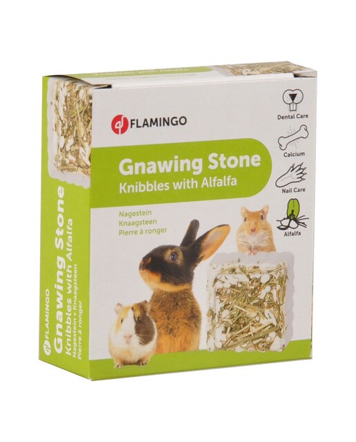 Flamingo - Piedra mineral con alfalfa Flamingo para conejos y roedores 90 g
