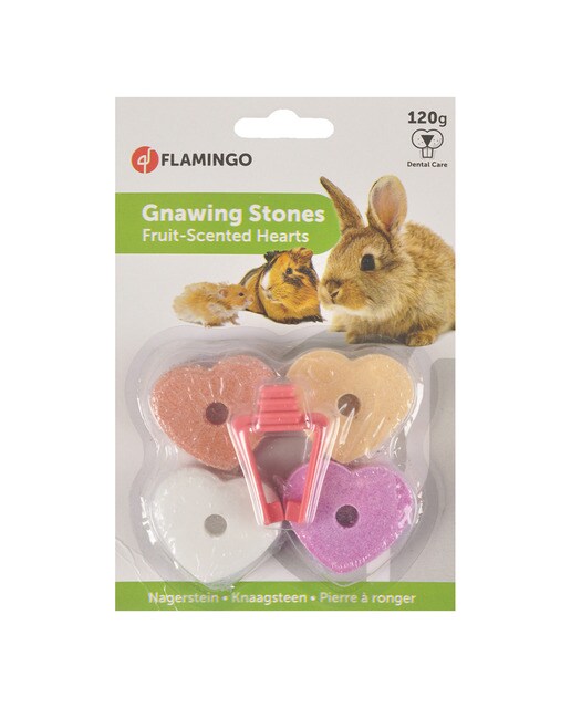 Flamingo - Piedras de calcio para roer Flamingo para conejos y roedores corazones 120 g