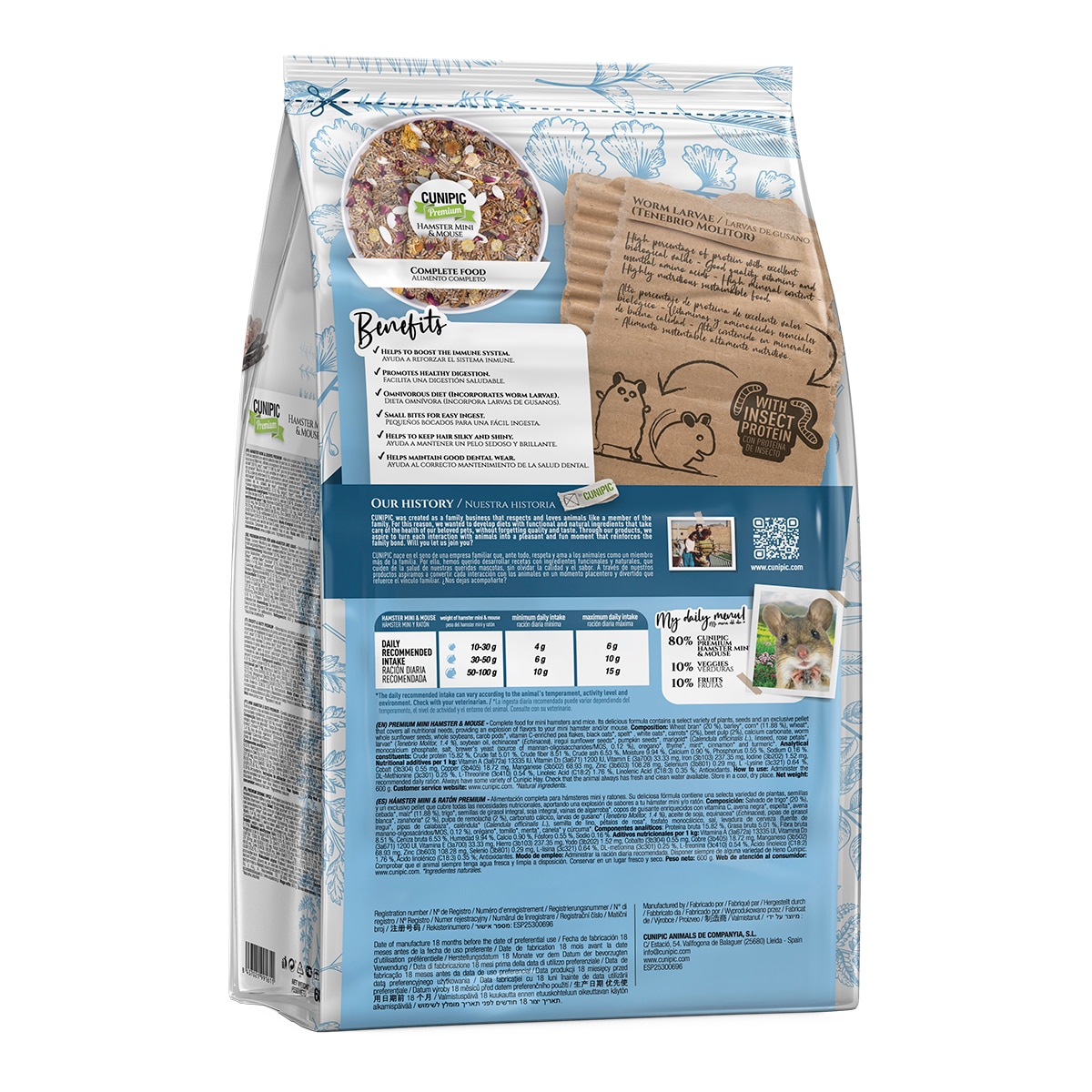Pienso para hámsteres minis y ratones Cunipic Premium Natural 600 g 2