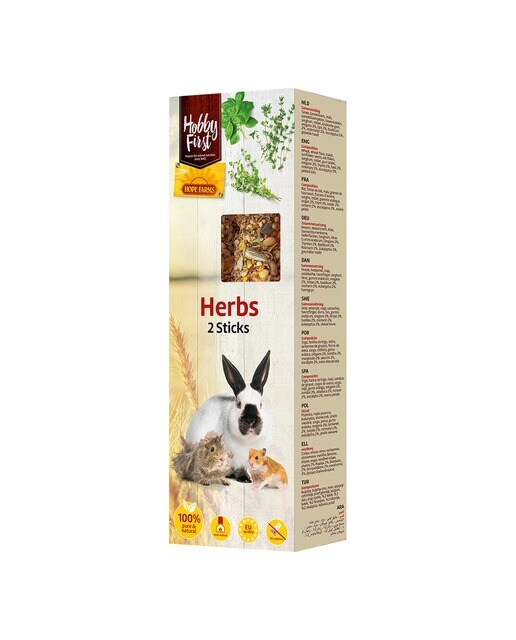 Hobby First - Snack para conejos y roedores Hoby First barritas de hierbas 2 sticks