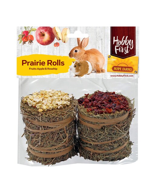 Hobby First - Rollos de heno para conejos y roedores con manzana y rosa mosqueta Hoby First 2 x 100 g