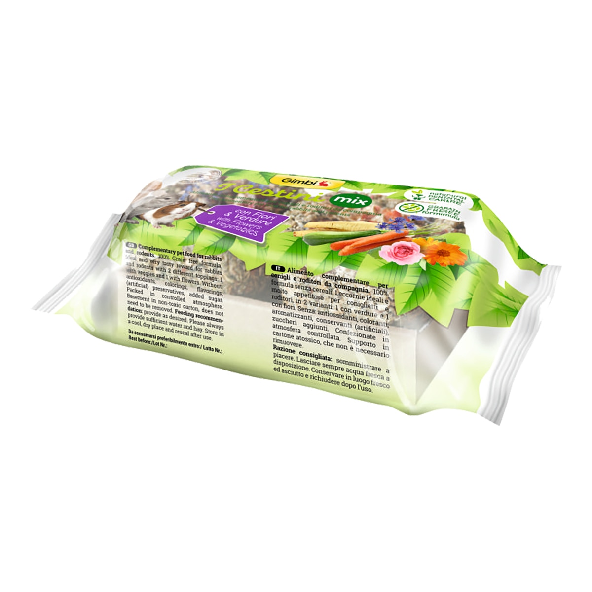 Imagen 1 de Snack para conejos y roedores I Cestini Mix verduras y flores Gimbi 2 x 75 g