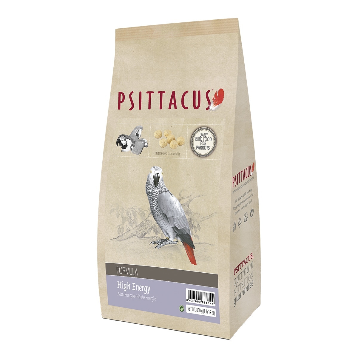 Psittacus – Pienso para pájaros loros Psittacus Alta Energía. 800 g