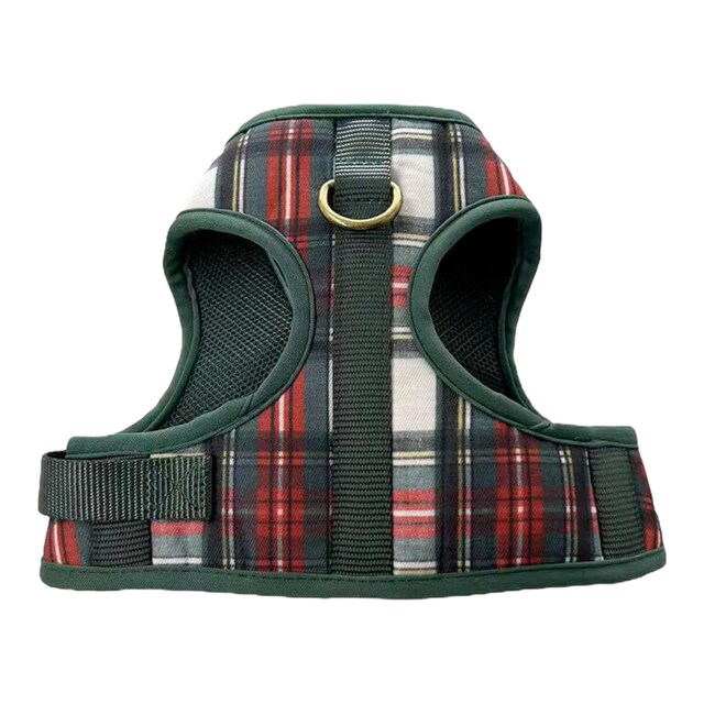 Arnés Fred & Rita para perros colección tartán verde y rojo