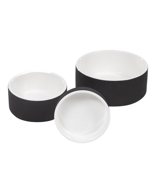 Imagen 2 de Comedero Paikka para perros y gatos cerrámica Cool Negro / Blanco