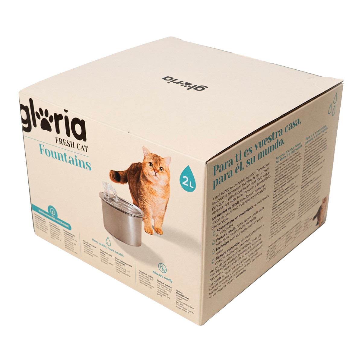 Imagen 1 de Fuente para gatos Freshcat acero inoxidable 2 litros Gloria Pets