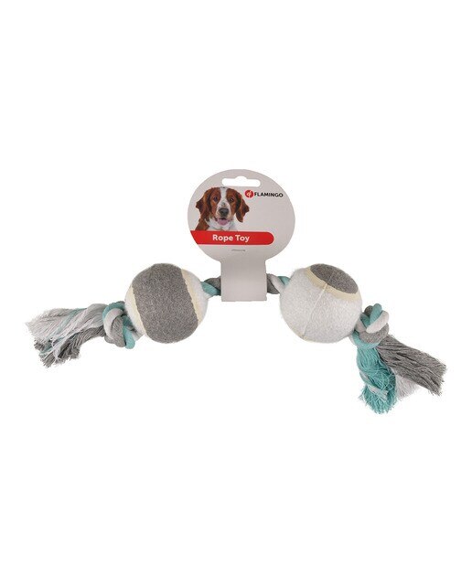 Juguete Flamingo para perros cordón duo tenis con dos nudos Gris / Azul-2